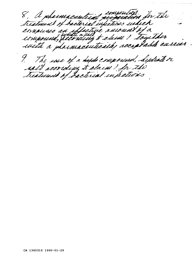 Document de brevet canadien 1340316. Correspondance de la poursuite 19891229. Image 33 de 33