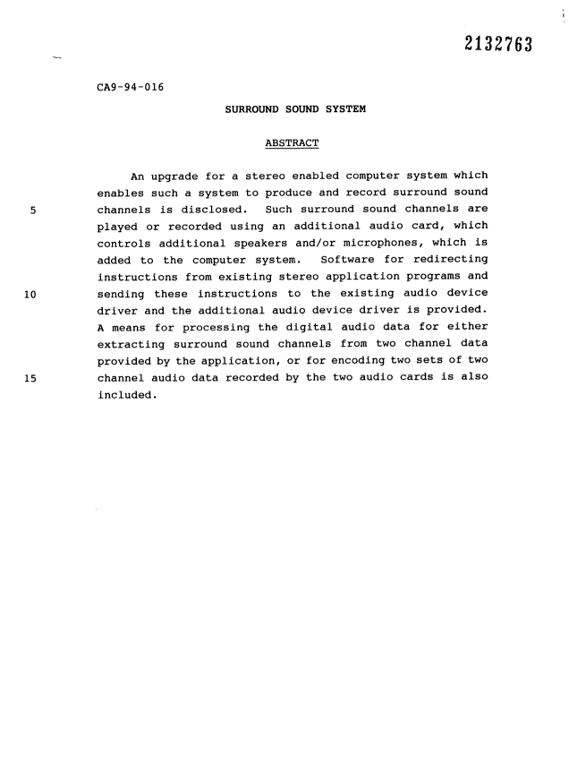 Document de brevet canadien 2132763. Abrégé 19960324. Image 1 de 1
