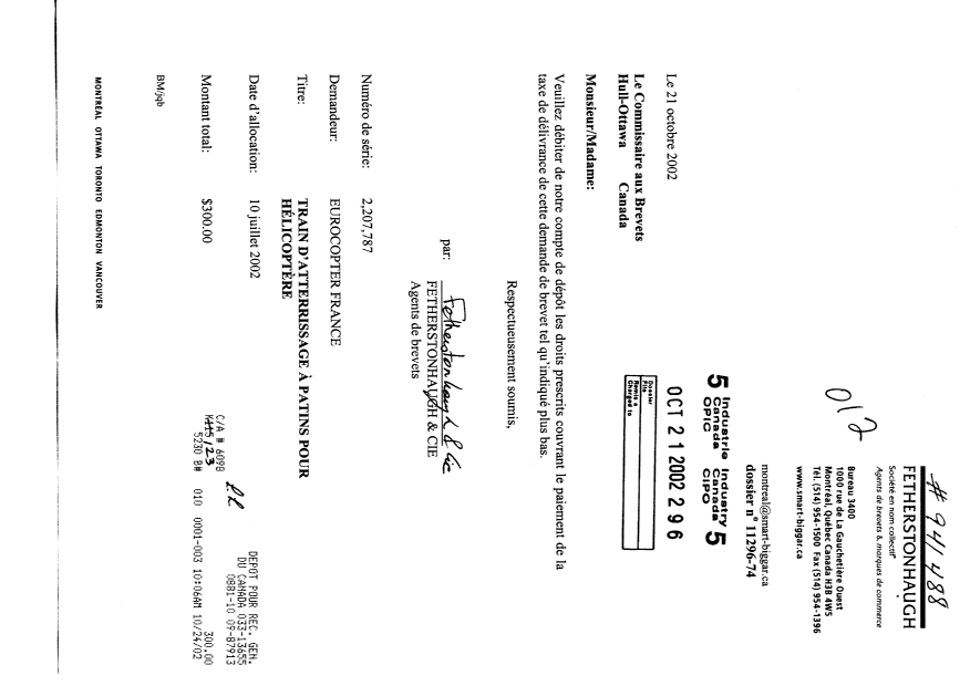 Document de brevet canadien 2207787. Correspondance 20021021. Image 1 de 1