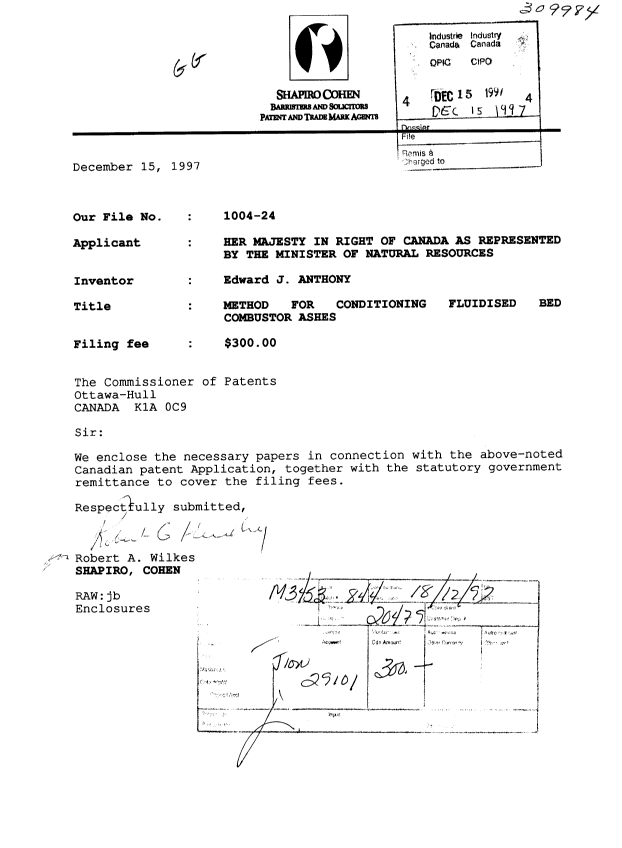 Document de brevet canadien 2224901. Cession 19971215. Image 1 de 3