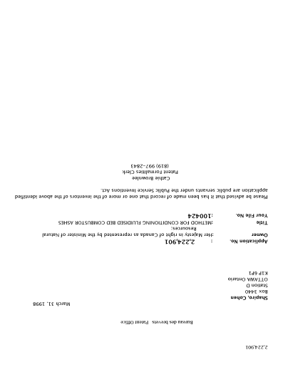 Canadian Patent Document 2224901. Correspondence 19971225. Image 1 of 1