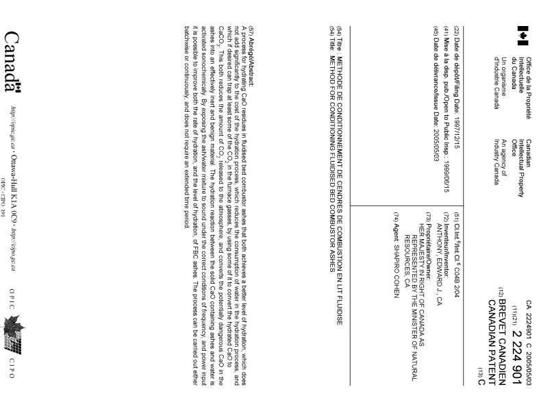 Document de brevet canadien 2224901. Page couverture 20041206. Image 1 de 1