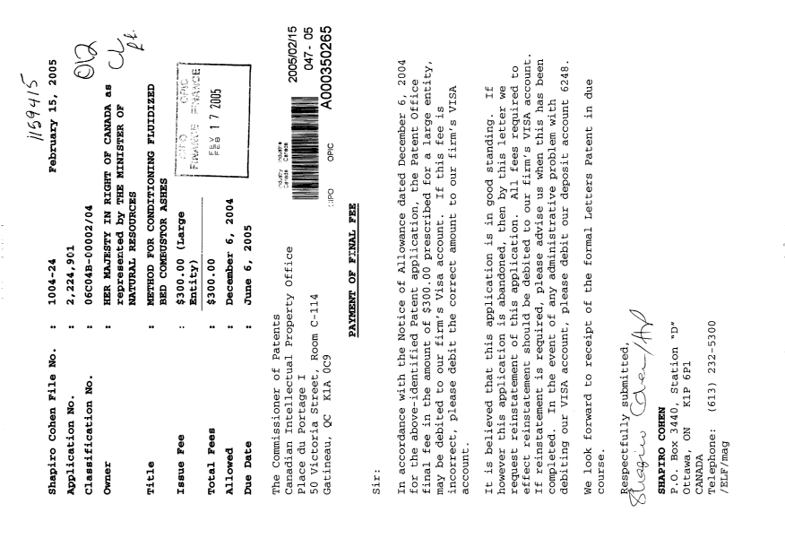 Canadian Patent Document 2224901. Correspondence 20041215. Image 1 of 1