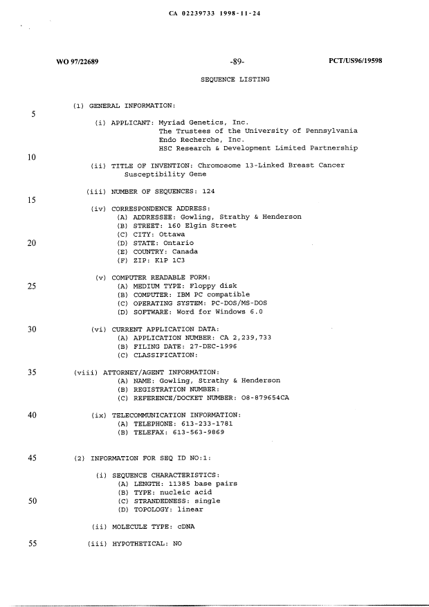 Canadian Patent Document 2239733. Correspondence 19971224. Image 3 of 3