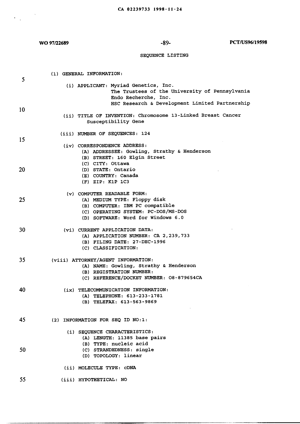 Canadian Patent Document 2239733. Correspondence 19971224. Image 3 of 3