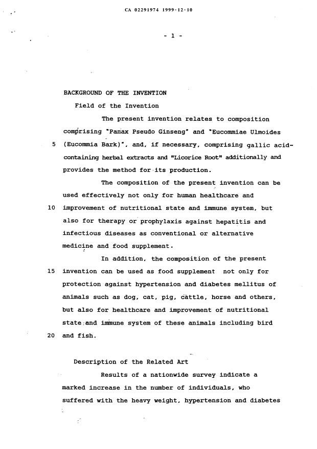 Document de brevet canadien 2291974. Description 19991210. Image 1 de 36