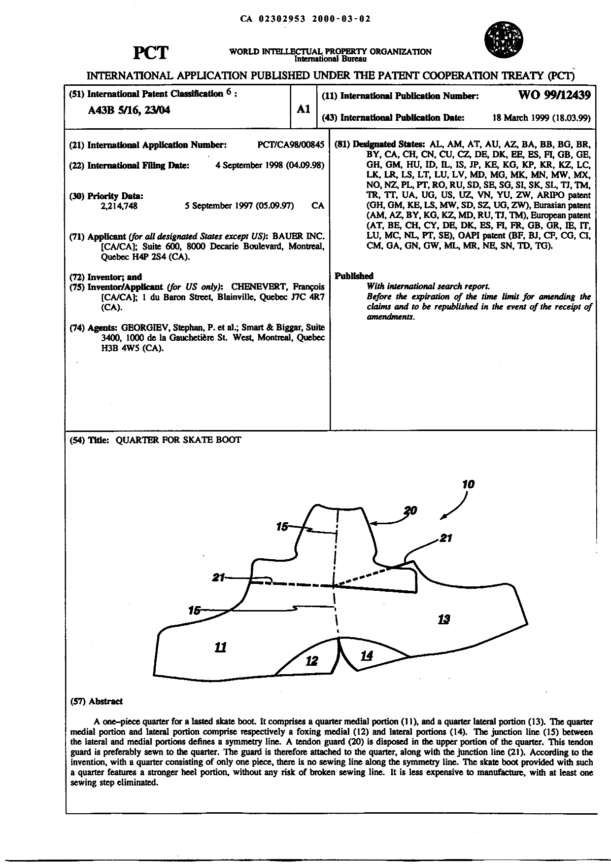 Document de brevet canadien 2302953. Abrégé 19991202. Image 1 de 1