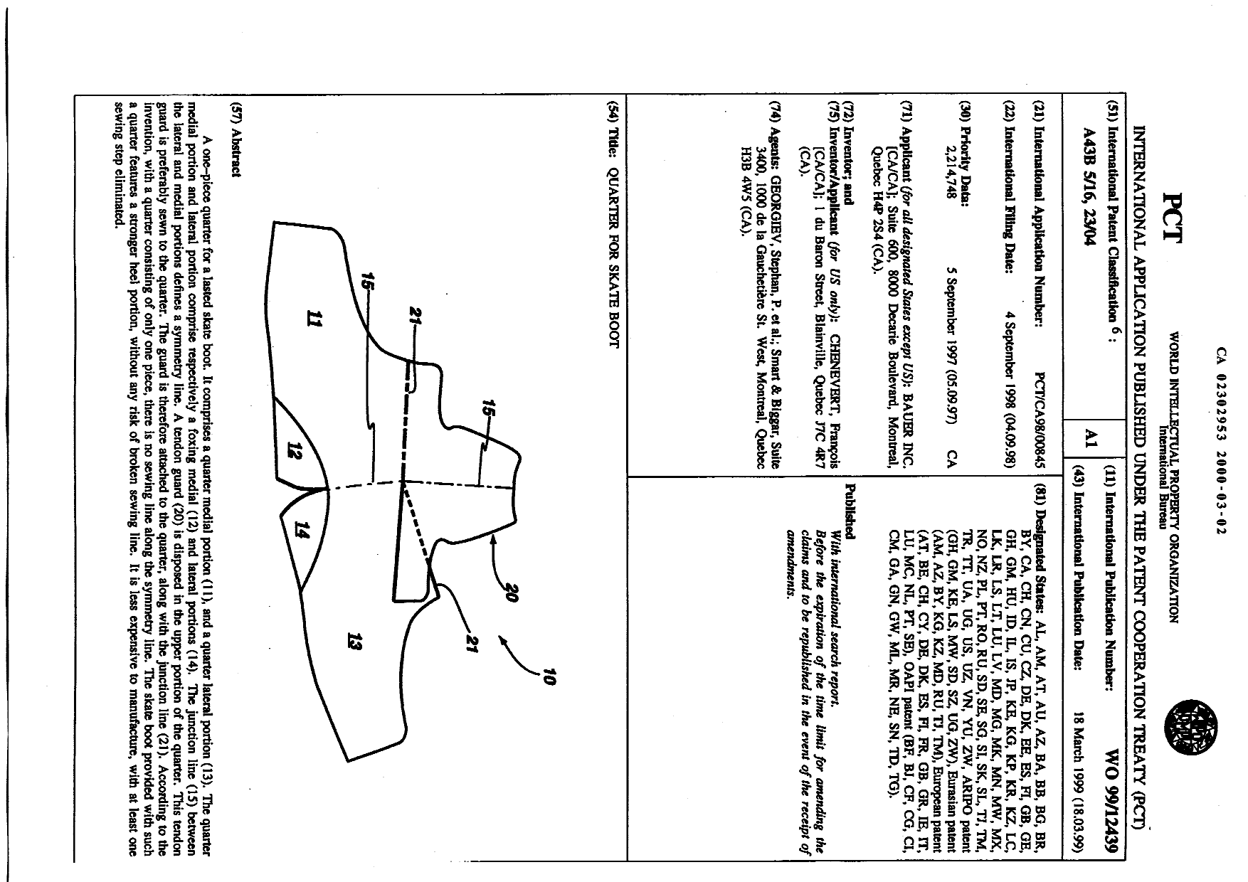 Canadian Patent Document 2302953. Abstract 19991202. Image 1 of 1