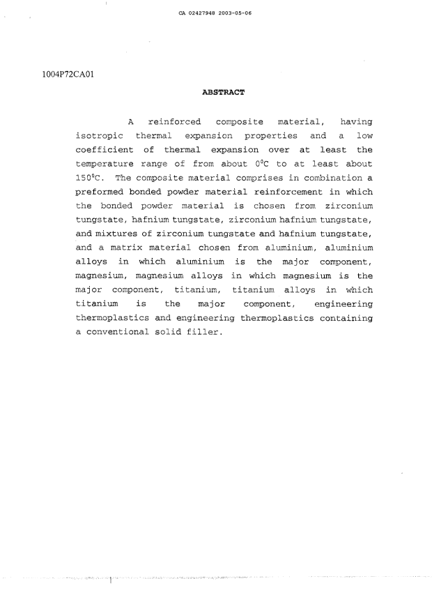 Document de brevet canadien 2427948. Abrégé 20030506. Image 1 de 1