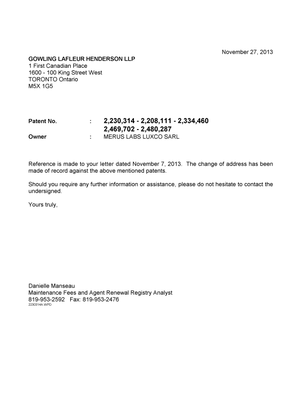 Canadian Patent Document 2480287. Correspondence 20131127. Image 1 of 1