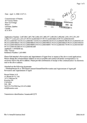 Canadian Patent Document 2490046. Correspondence 20060404. Image 1 of 3