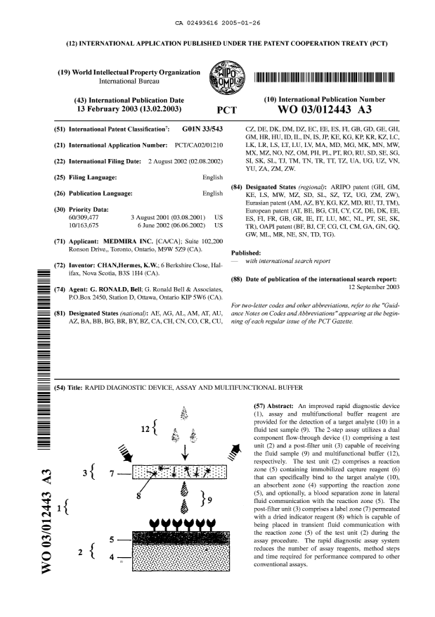 Document de brevet canadien 2493616. Abrégé 20050126. Image 1 de 1