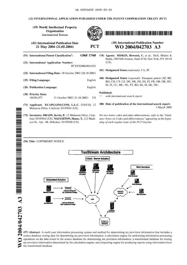 Document de brevet canadien 2504635. Abrégé 20050502. Image 1 de 1