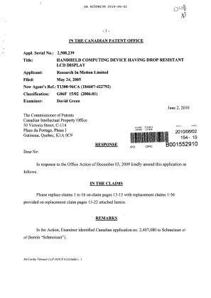 Document de brevet canadien 2508239. Poursuite-Amendment 20091202. Image 1 de 19