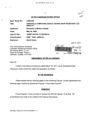 Document de brevet canadien 2508239. Poursuite-Amendment 20101221. Image 1 de 6