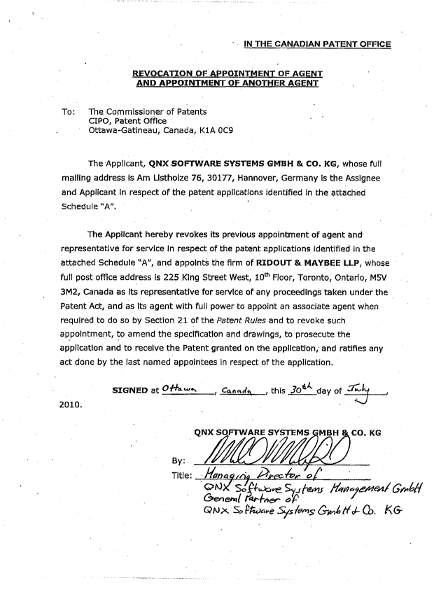 Document de brevet canadien 2516881. Correspondance 20091204. Image 2 de 4
