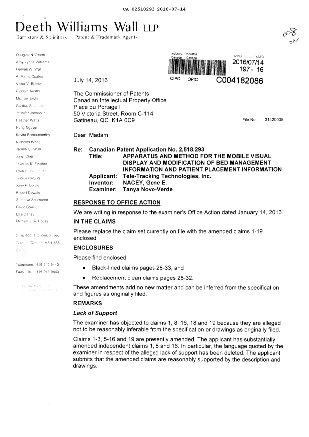Document de brevet canadien 2518293. Poursuite-Amendment 20151214. Image 1 de 13