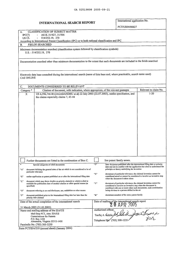 Document de brevet canadien 2519898. PCT 20041221. Image 1 de 1