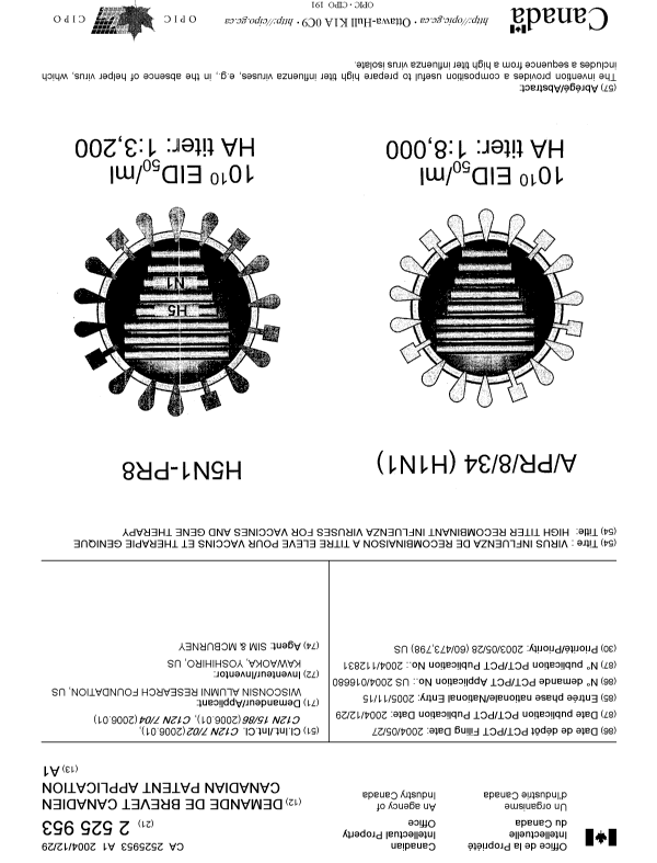 Document de brevet canadien 2525953. Page couverture 20051207. Image 1 de 1