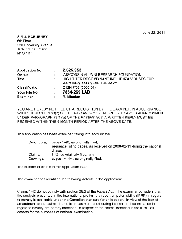 Document de brevet canadien 2525953. Poursuite-Amendment 20101222. Image 1 de 4
