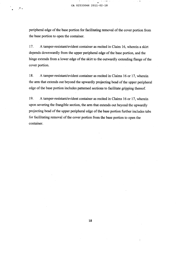 Document de brevet canadien 2533046. Poursuite-Amendment 20101218. Image 8 de 8