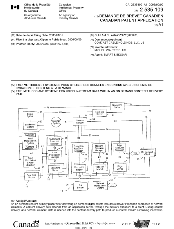 Document de brevet canadien 2535109. Page couverture 20051221. Image 1 de 2