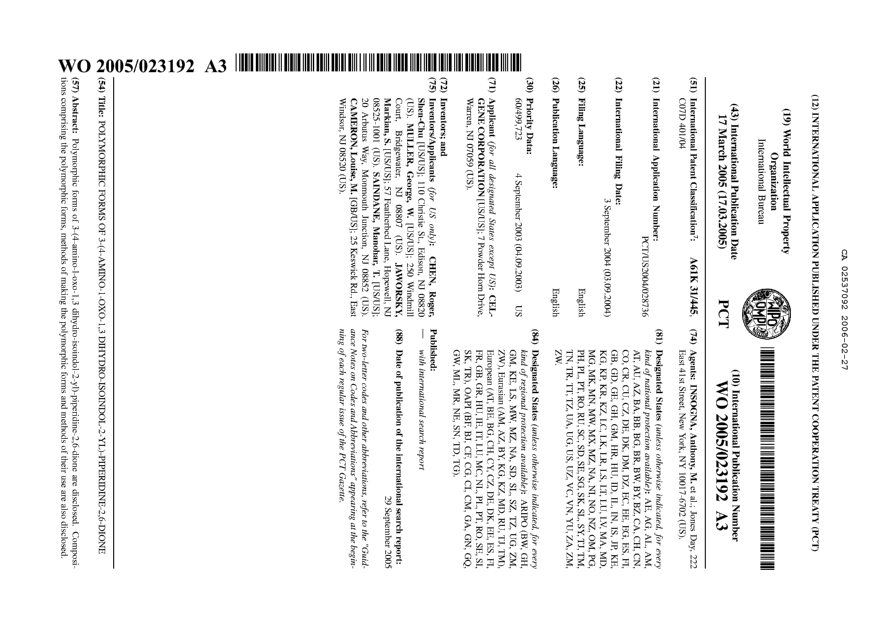 Document de brevet canadien 2537092. Abrégé 20060227. Image 1 de 1
