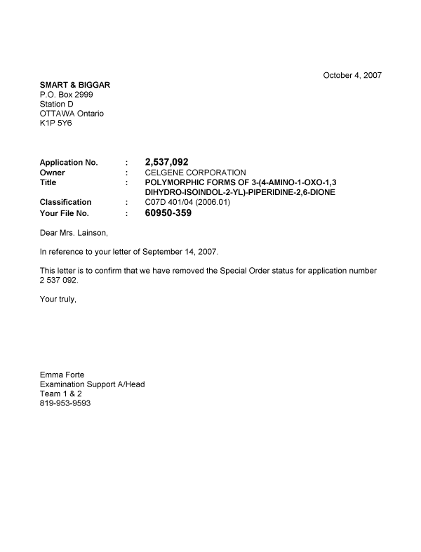 Document de brevet canadien 2537092. Poursuite-Amendment 20071004. Image 1 de 1