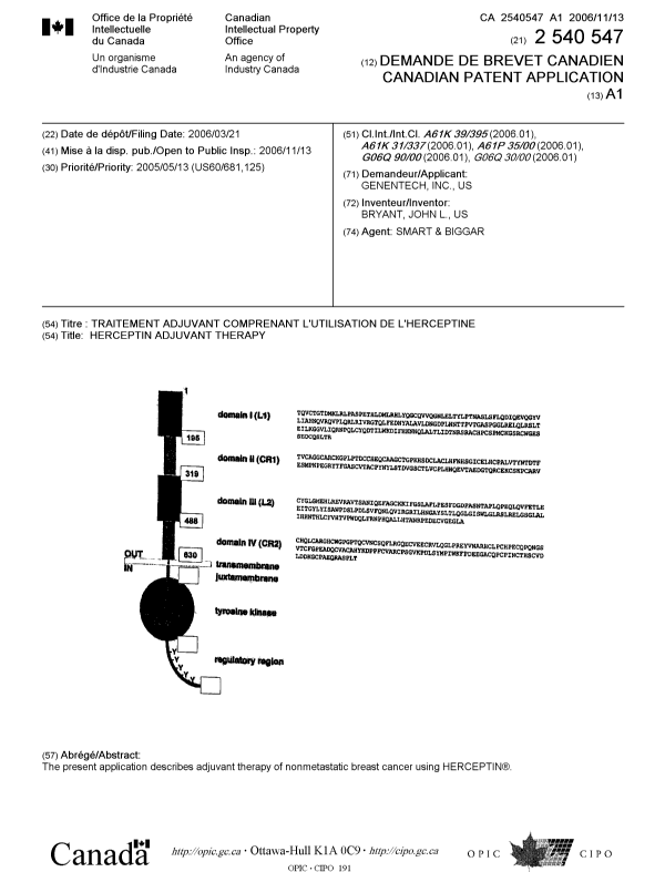 Canadian Patent Document 2540547. Cover Page 20061106. Image 1 of 1