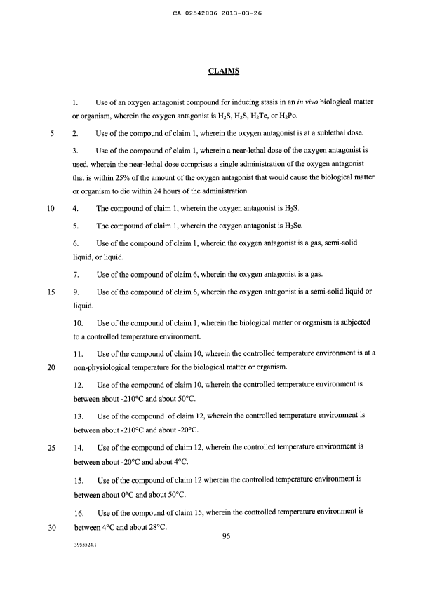 Document de brevet canadien 2542806. Revendications 20121226. Image 1 de 5