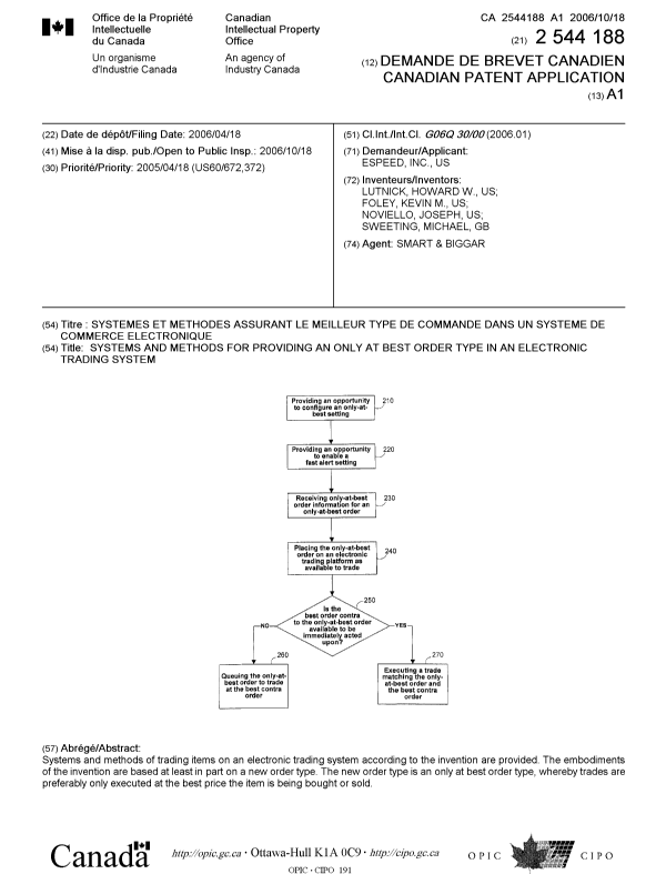 Document de brevet canadien 2544188. Page couverture 20051205. Image 1 de 1