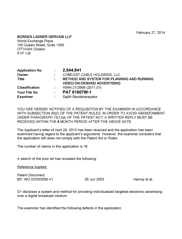 Document de brevet canadien 2544941. Poursuite-Amendment 20131227. Image 1 de 3