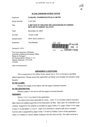 Canadian Patent Document 2547083. Prosecution-Amendment 20131208. Image 1 of 21