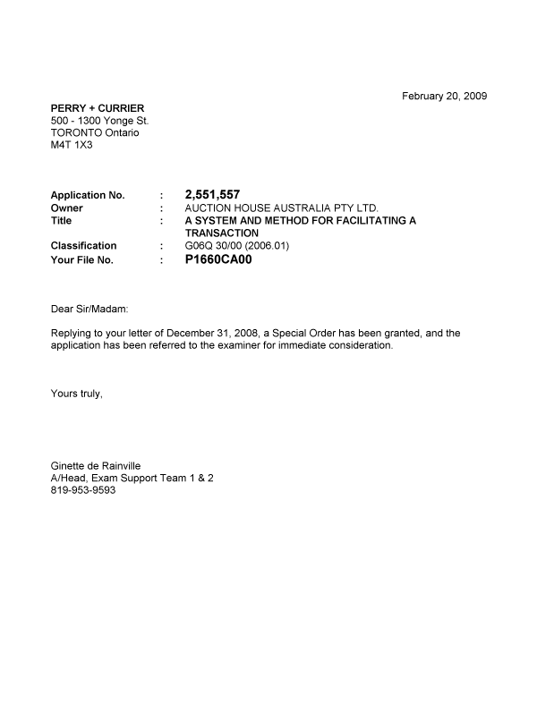 Document de brevet canadien 2551557. Poursuite-Amendment 20081220. Image 1 de 1