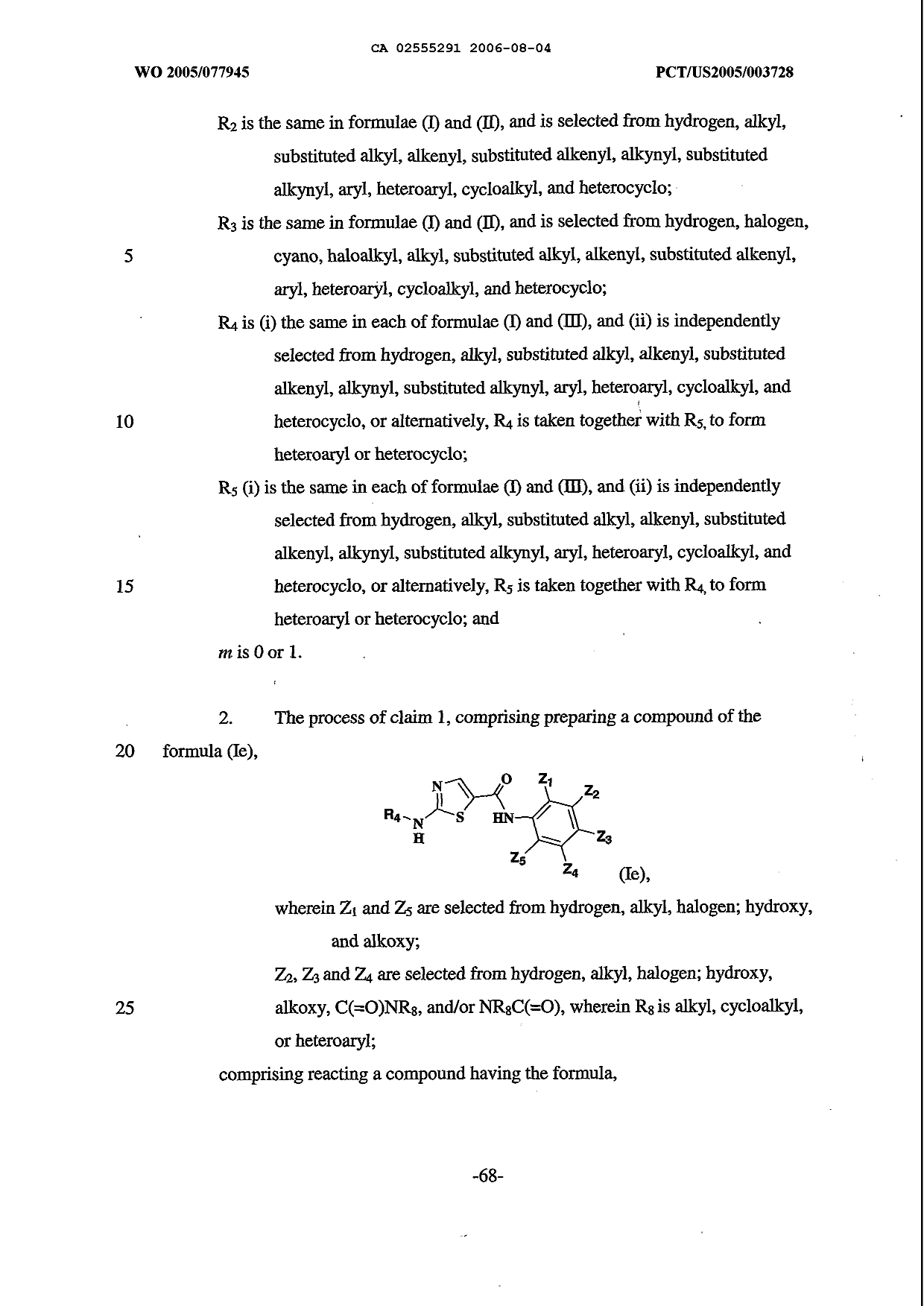 Document de brevet canadien 2555291. Revendications 20051223. Image 2 de 11