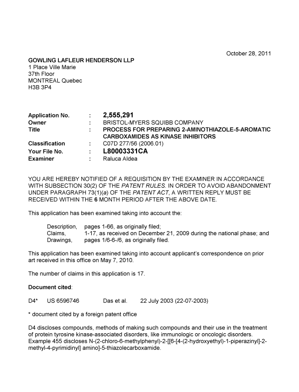 Canadian Patent Document 2555291. Prosecution-Amendment 20101228. Image 1 of 3