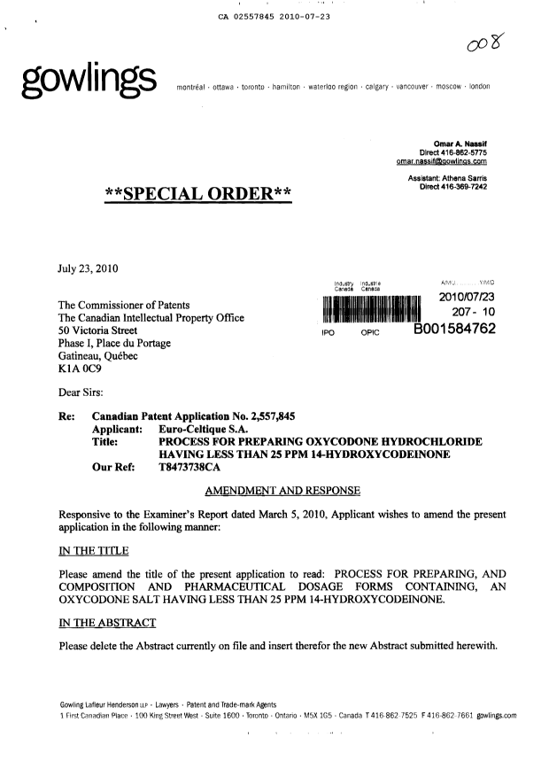 Canadian Patent Document 2557845. Prosecution-Amendment 20100723. Image 1 of 167