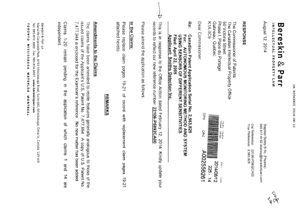 Document de brevet canadien 2563825. Poursuite-Amendment 20131212. Image 1 de 8