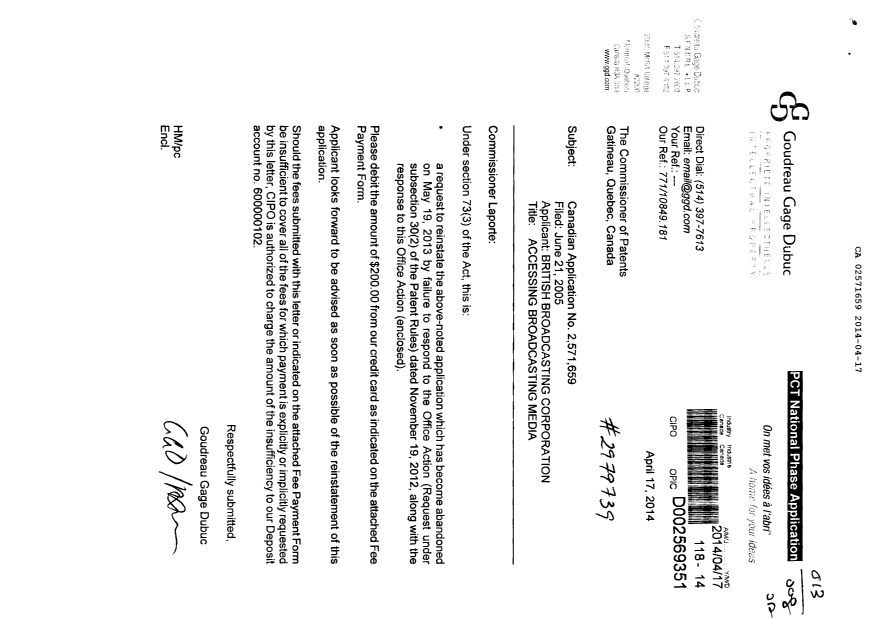 Document de brevet canadien 2571659. Poursuite-Amendment 20131217. Image 1 de 208