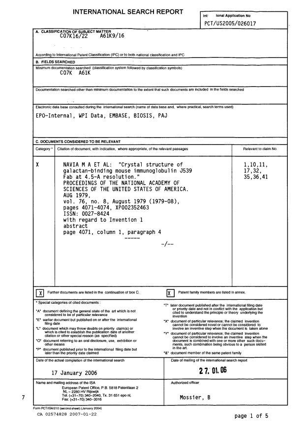 Document de brevet canadien 2574828. PCT 20061222. Image 1 de 9