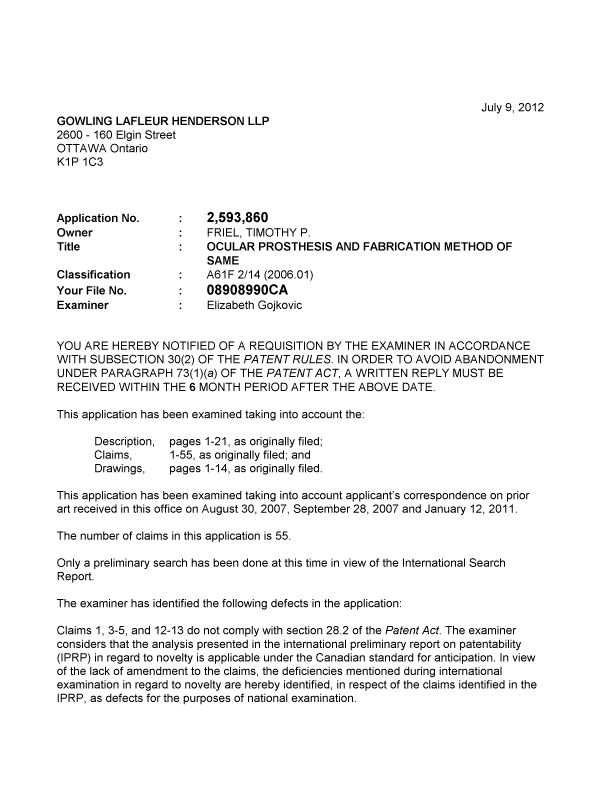 Canadian Patent Document 2593860. Prosecution-Amendment 20111209. Image 1 of 2