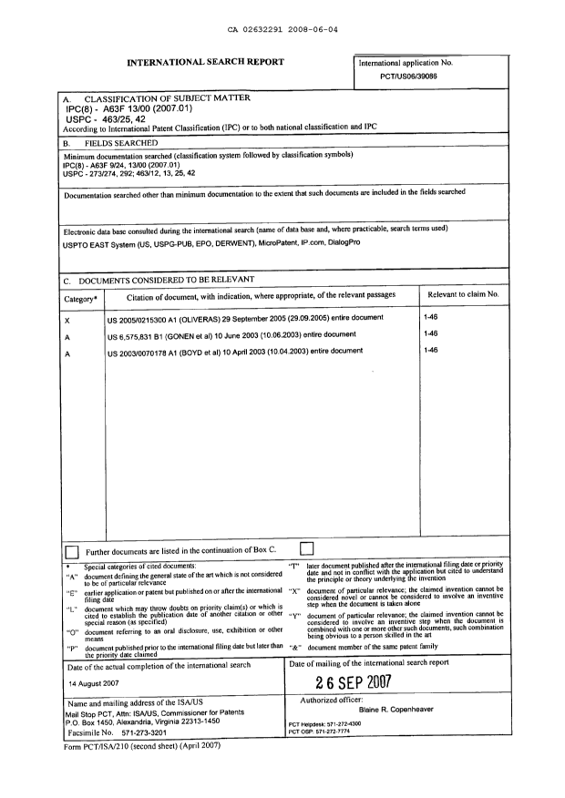 Document de brevet canadien 2632291. PCT 20080604. Image 1 de 2