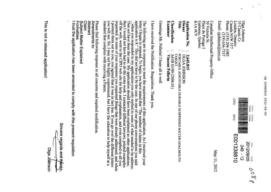 Canadian Patent Document 2645815. Prosecution-Amendment 20120905. Image 1 of 15