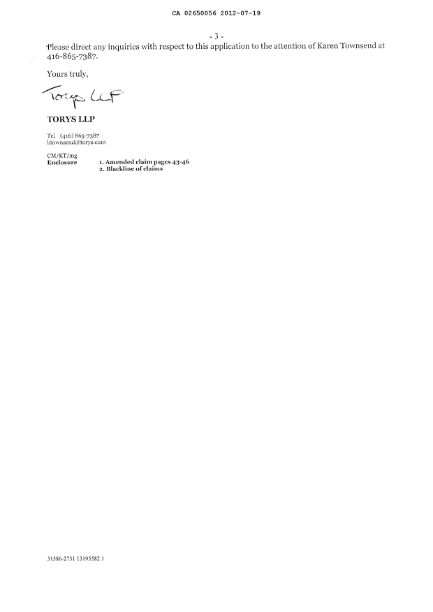 Canadian Patent Document 2650056. Prosecution-Amendment 20111219. Image 3 of 16