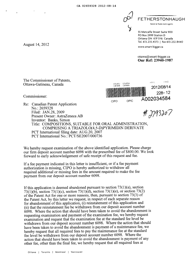 Document de brevet canadien 2659328. Poursuite-Amendment 20111214. Image 1 de 2
