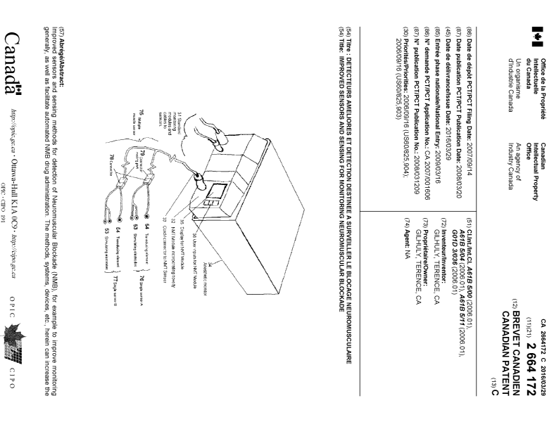 Document de brevet canadien 2664172. Page couverture 20151212. Image 1 de 2