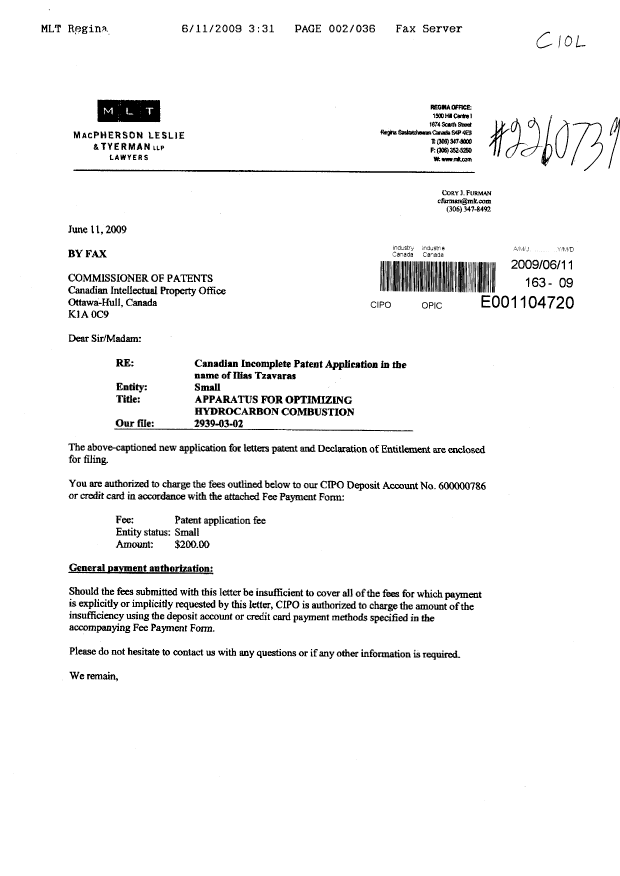 Document de brevet canadien 2668747. Cession 20090611. Image 1 de 7