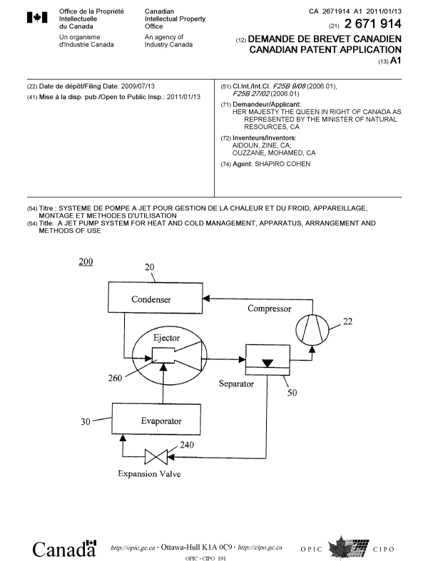Document de brevet canadien 2671914. Page couverture 20110104. Image 1 de 1