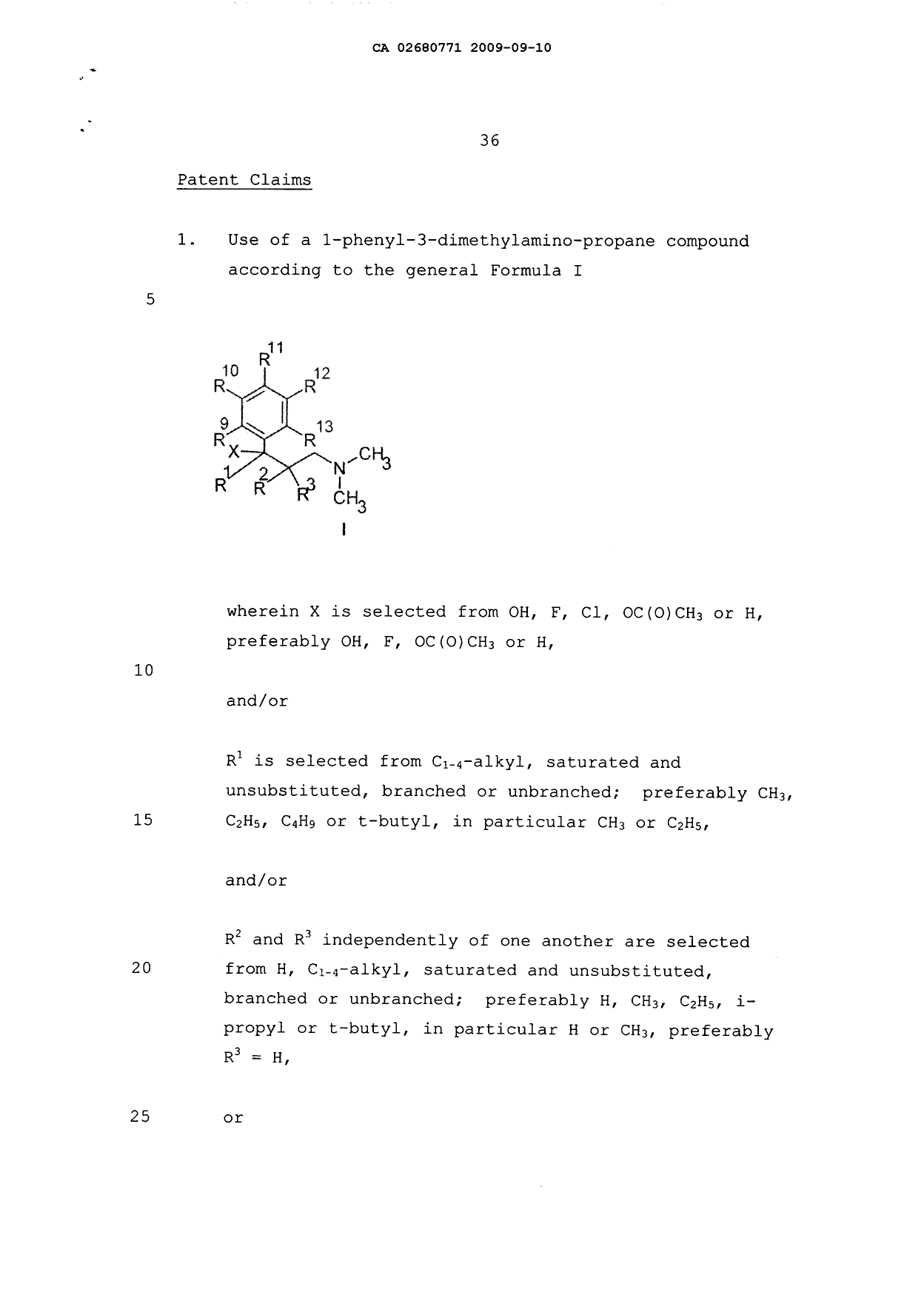 Document de brevet canadien 2680771. Revendications 20081210. Image 1 de 8
