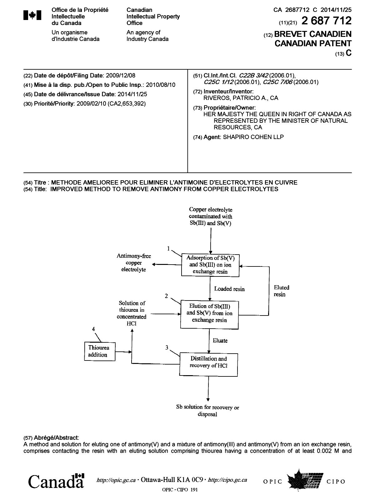 Document de brevet canadien 2687712. Page couverture 20141029. Image 1 de 2